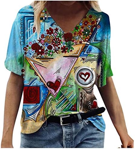 Tops de verão para mulheres 2023 camisetas de grandes dimensões para mulheres Moda de manga curta Bloups Loose de decote