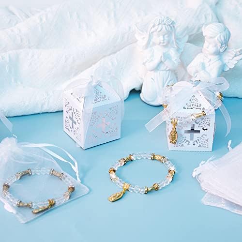 30 pacotes Batismo de pulseira Crystal Favors para os hóspedes Favores de pulseira de chá de bebê com 30 PCs Organza Bags e