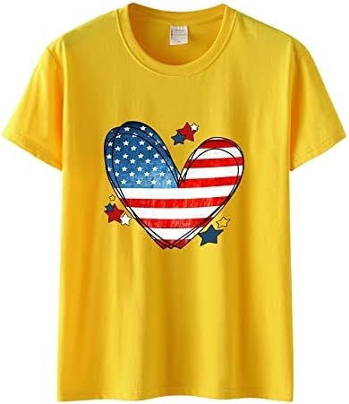 4 de julho camisetas camisetas para mulheres manga curta o Túmulos de túnica American Flag toupes tie-dye patrióticos camisetas