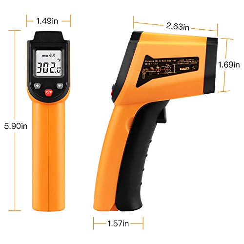 Termômetro infravermelho -50 ° C a 400 ° C, pistola de temperatura infravermelha a laser digital de cozinha para objetos e água