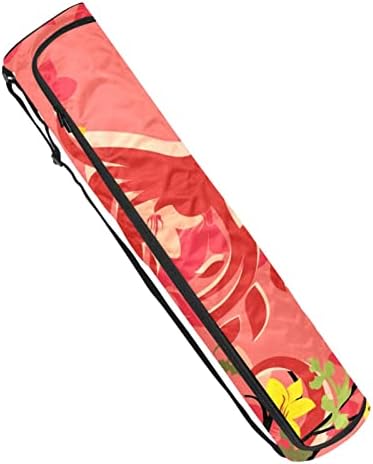 Bolsa de tapete de ioga ratgdn, phoenix vermelha e flores Exercício de ioga transportadora de tapete de ioga full-zip