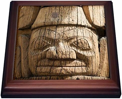 3drose totem Poles, Heritage Center, Kay Llnagaay, Haida Gwaii, Canadá Trivet, 8 x 8