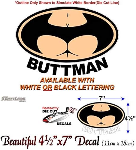 Buttman 7 Decalque de vinil Black Lettering Funny 4x4 caminhão offroad jdm sexy laptop morcego símbolo butt homem adesivo