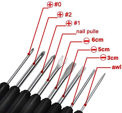 Chave de fenda 9 em 1 Pulle de preguiça Conjunto de fenda Awl Magnetic Multifunction portátil Ferramenta de reparo Durável