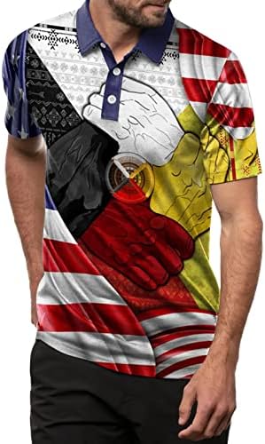 HDDK Camisetas Polo patrióticas para homens, American Flag Ethnic Indian Tees Tops Summer Summer Short Sleeve Casual Casual