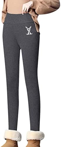 IIUS Leggings de lã para mulheres inverno quente perneiras térmicas de alta cintura alta calças elásticas calças calças de caxemira