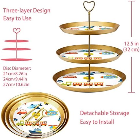 Stands de bolo Conjunto de 3, carro e trem de trem para pedestal Pedestal Display Tabel Sobersert Cupcake Stand para