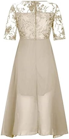 Vestido de jeans míshui para mulheres casuais comprimento de chá de bordado de chiffon vestido de linho de linho de chiffon vestido de chiffon vestido de linho