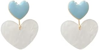Brincos de gota de coração branco vintage Declaração funky elegante e doce azul coração simples Presentes de personalidade Acessórios
