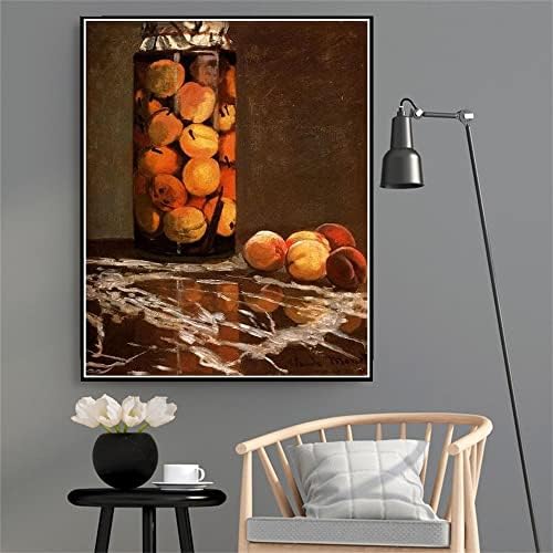 Jar de pêssegos pintando por kits de pintura de diamante de Claude Monet para adultos, arte de diamantes de cristal 5D com ferramentas de acessórios, imagem de arte diy para decoração de casa presente