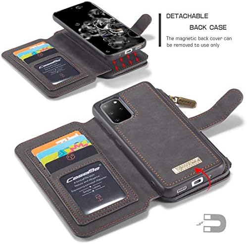 Caixa de carteira de telefone celular Haijun para Samsung Galaxy S20 Plus 2 em 1 Zipper de couro destacável Magnetic 14 slots
