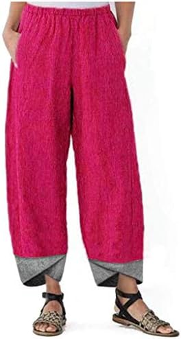 Ubst Women Casual Casual Cotton Print Pant da calça elástica da cintura irregular de pernas largas Senhoras solteiras solteiras