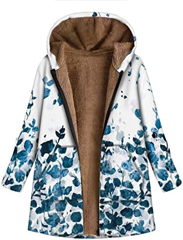 Bassina feminina casacos de inverno sherpa forrado fofo animal de casaco longos e longos com zíper up capuzes