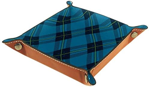 Lyetny Tartan Plaid Cross Blue Pattern Organizer Bandejas de armazenamento Caixa de cabeceira Caddy bandeja de desktop alteração de