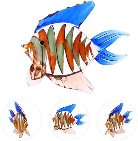Decoração de vidro wakauto sopro de vidro de vidro de vidro estatueta de peixe tropical artificial figuras miniaturas de criatura marinho aquário aquário costeiro decorações de mesa náutica