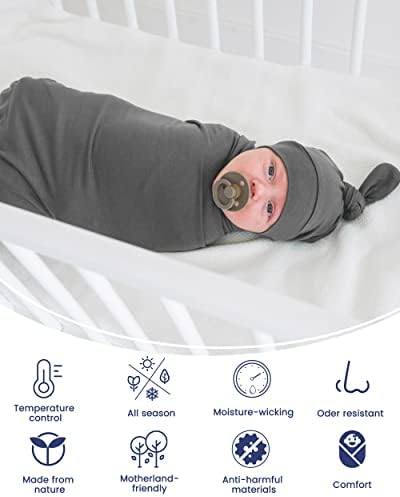 TOTAHA grande malha modal de malha modal Swaddle | Conforto elástico e amanteigado | Berçário que recebe cobertores com chapéu