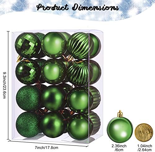 24 Peças Ornamentos de bola de Natal Decorações de árvore de Natal Bolas de árvore para ornamentos de árvores Gancho de decoração