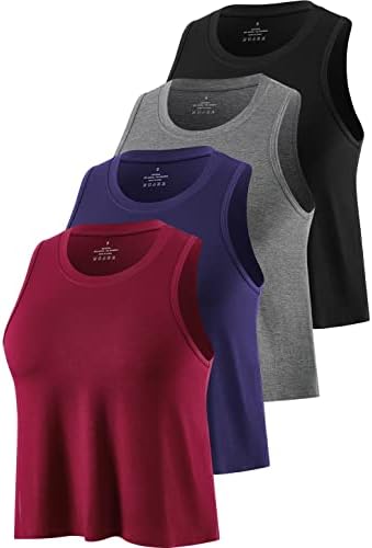 OrrStarry Women's Wrethout Cropped Tops Tops de pescoço alto sem mangas de colheita atlética Tops Flowy Crop Muscle Tank