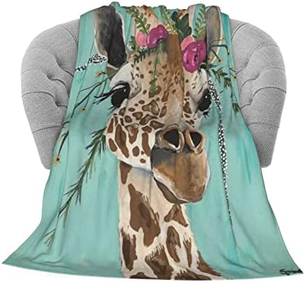 Girafa com flanela de flanela floral cobertor cobertor de cama como colcha/tampa da cama/tampa da cama macia, leve, quente e
