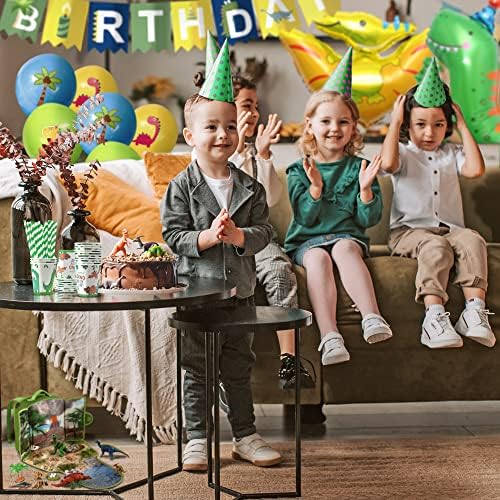 Mandes de festa de aniversário de dinossauros, decorações de festas de dino - Balões de dinossauros / banner de aniversário