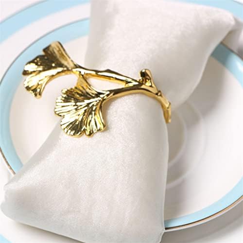 PQKDY 10PCS Golden Gingko Folha de folha de fivela de casamento Hotel Decoração anel de guardanapo (cor: ouro, tamanho