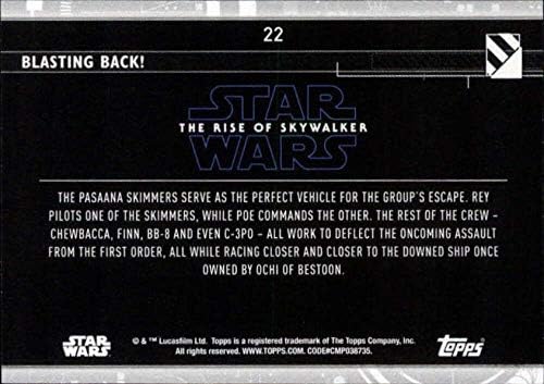 2020 Topps Star Wars The Rise of Skywalker Série 2 Azul 22 Blasting Back Rey, Chewbacca Trading Card
