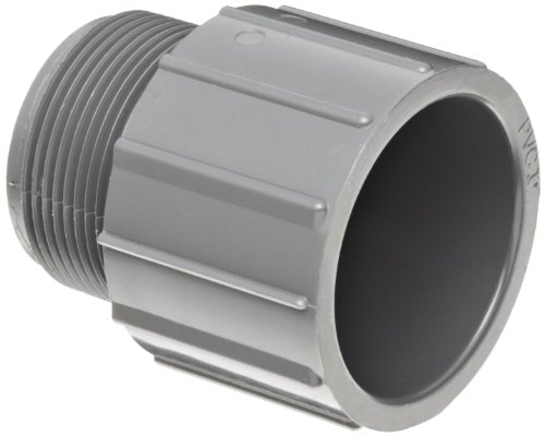 GF Systems de tubulação de tubulação PVC Pipe Fitting, adaptador, Cronograma 80, cinza, soquete masculino x 3/4 NPT x Slip
