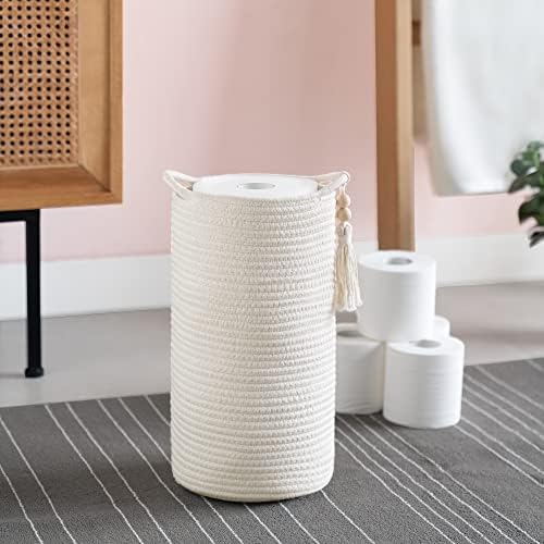 Mkono tecida papel higiênico suporte boho cesto para armazenamento de papel higiênico, suporte para decoração do banheiro