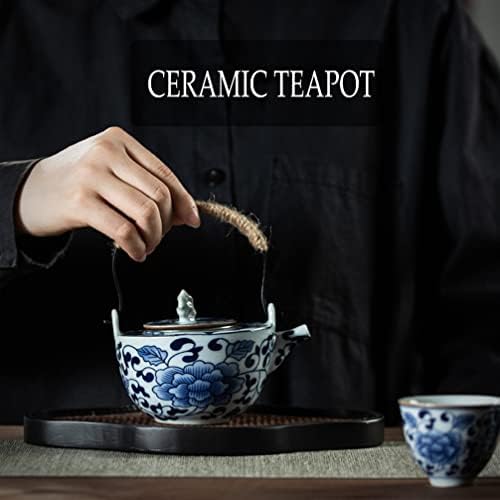 Zerodeko Porcelain Tea Conjunto de chá azul e branco Porcelana Belinha Teavetop Kettle Kettle Dispensador de chá