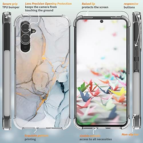 Clatuk for Samsung Galaxy A54 5G Case com protetor de tela+protetor de lente da câmera, [mármore slim]+[protetor