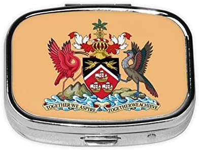 Emblema nacional de Trinidad e Tobago Square Mini Caso Case Medicina de Viagem Compartimentos portáteis Caixa de comprimidos de metal