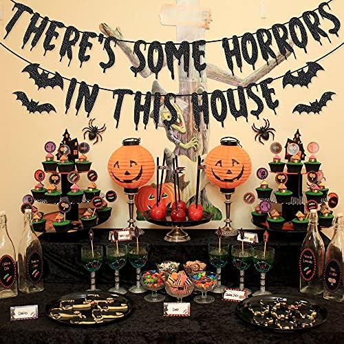 Há alguns horrores nesta bandeira da casa para decorações de festas de Halloween Halloween assombrado house house mantle decoração