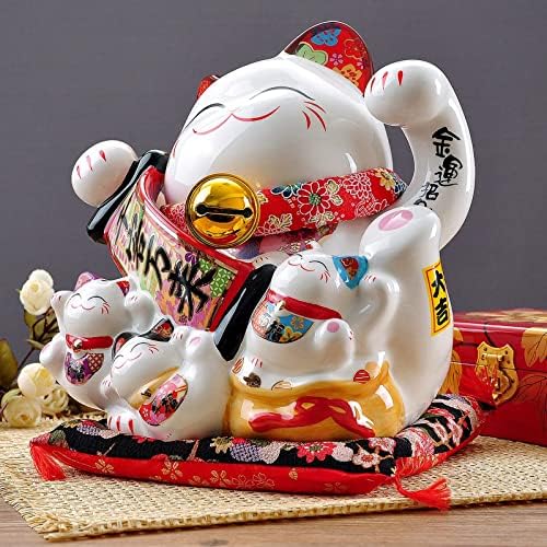 Fuqilala Ceramic Próspera negócio Maneki Neko Lucky Cat, Grande Tamanho Corte Beckoning Cat, Melhor presente para