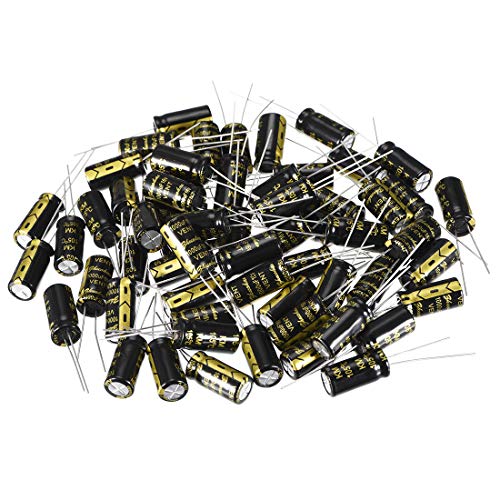 Capacitor eletrolítico radial de alumínio uxcell com 1000UF 16V 105 Celsius Life 2000H 8 x 16 mm preto 60pcs