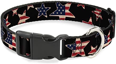 Cat Collar Breakaway Americana Stars Flags preto vermelho branco azul 6 a 9 polegadas 0,5 polegadas de largura