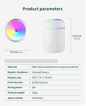 Umidificador de umidificador de wocoyojsq colorido umidificador de ar colorido Pulverizador de óleo essencial de névoa de