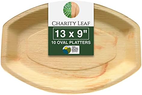 Charity Leaf descartável folha de palmeira 15 x 10 bandejas de bambu, como servir pratos, tábuas descartáveis, louça de jantar