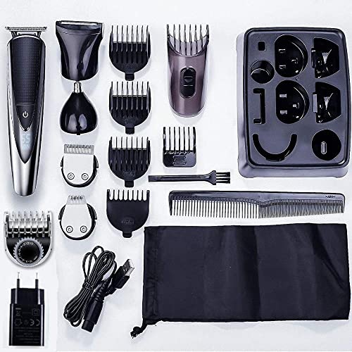 Clippers de cabelo para homens, kit de cortador de cabelo profissional de 17 peças, tudo em um aparador de cabelo, corporador