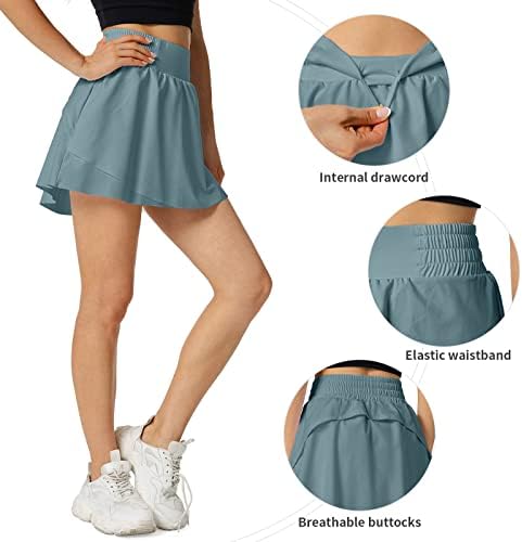 Haowind tênis Skorts Saias para mulheres com bolsos Flowy Pleated Golf Sport Athletic Scurt shorts com cordão elástico