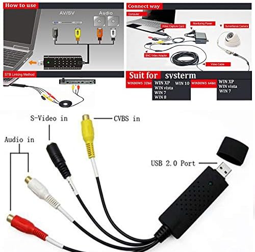 CleanTT Video Audio VHS VCC USB Capture Capture para DVD Converter Capture Card Adapter