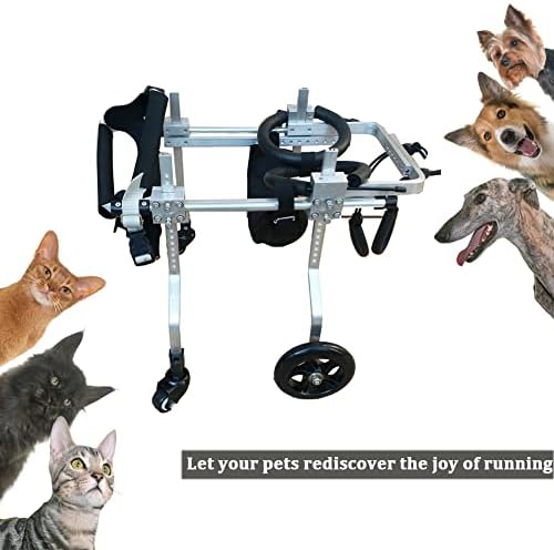 Cadeira de rodas de cachorro 4 rodas ajustáveis ​​carrinho de cachorro com cinto de barriga, cadeira de rodas para cães para pernas dianteiras Artrite desativada animais de estimação