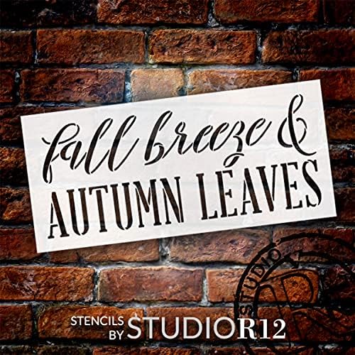 Folhas de queda e folhas de outono estêncil por Studior12 | Craft DIY Farmhouse Cursive Home Decor | Pintar placar de