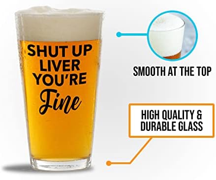 Bubble abraça a cerveja amante de cerveja Pint Glass 16oz - Cale o fígado, você está bem a - cidra cerveja artesanal bebedora de álcool alcoólatra brew aplays humor de barman