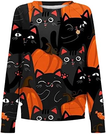 Festival Ladies Festival Halloween Top outono de inverno de manga comprida 2023 Crew suéter gráfico de camisetas de tampa de