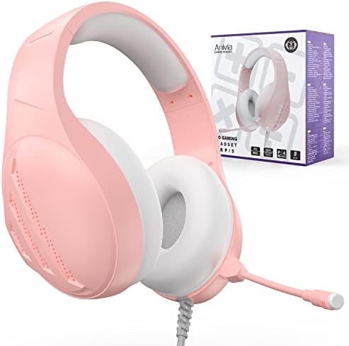 Fones de ouvido de fone de ouvido de jogo rosa anivia com microfones cancelamento de ruído para o Xbox One laptop PC Mac