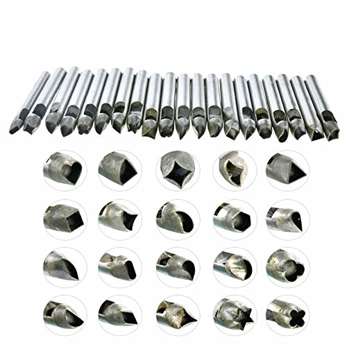 Conjunto de soco oco, 20pcs 6mm aço carbono Fruol de poço Ferramenta de couro Curto Pincher Diy para decoração de correia da carteira