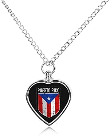 Porto Rico Bandeira Memorial Memorial em forma de coração Pingente de pingente de pingente de jóias de lembranças para cães de gato de cão de estimação