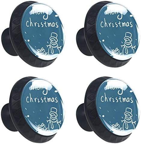 Gaveta redonda de Tyuhaw Puxa Handle Blue Minimalista Feliz Natal Impressão com parafusos Para armários de cômodas de casa
