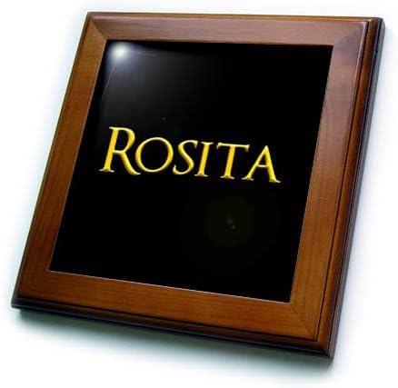 3drose Rosita Classy Girl Baby Nome nos EUA. Presente amarelo em preto - azulejos emoldurados
