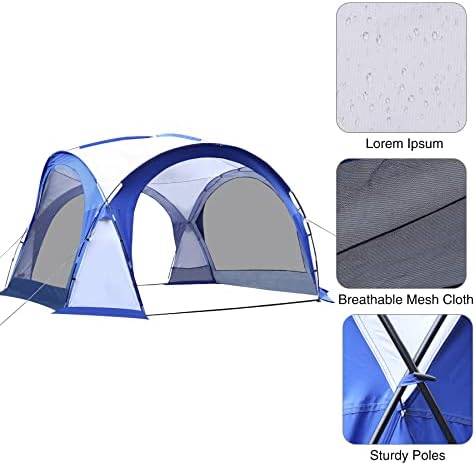 Redcamp Sun Shelter Beach Tenda, 12 pés de 12 pés Pop up Canopy para 9-12 pessoas, abrigo portátil à prova d'água à